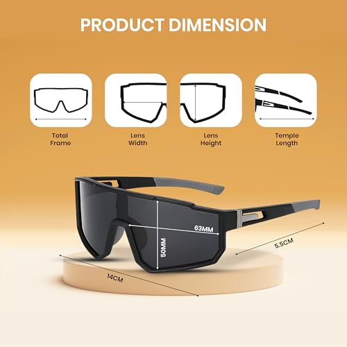 SNDIA Polarized Lightweight Sports Sunglasses | Premium Branded Frame for Men & Women | UV400 Protection for Driving, Outdoor Activity (Cycling Sunglass) - Image 3