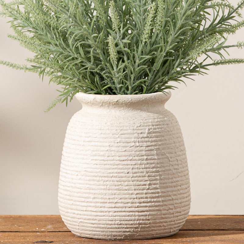 ooit Ceramic Flower Vase, 7.48 Inch White Rustic Farmhouse Decorative Vase Pottery Wide-Mouth Vases for Home Decor Table Living Room Entryway Mantel Bookshelf Bedroom Bathroom Kitchen - Image 1