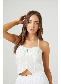 Eyelet Split-Hem Halter Top