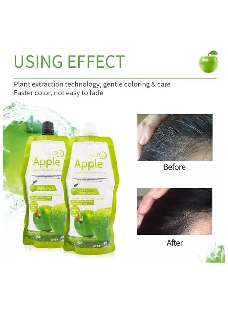 BLOOMING TIME Apple Ammonia-Free Black Hair Cream, No-Toxic, No Stimulation, Natural Black Hair Color cream - 500ml+500ml - Image 3
