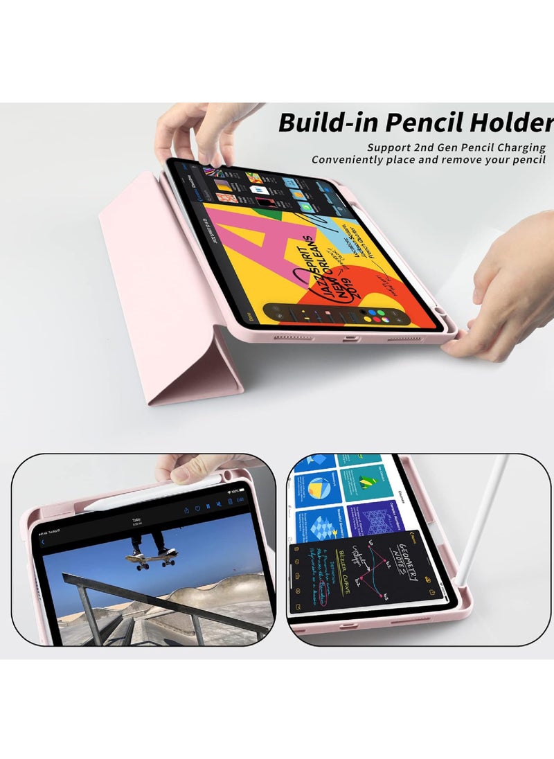 Rock Pow - Case for iPad (A16) 11th 11 inch 2025 Gen iPad 11 Case/Case for iPad 10th Generation 10.9 Inch 2022 Built-in Pencil Holder Flexible Back Cover,Trifold Stand, Auto Sleep Wake Rebound Series for iPad 2022 Model A2696 A2757 A2777 10th Gen 10.9 Inch/iPad 11th Gen 11" 2025 A3354, A3355, A3356 Pink - Image 1