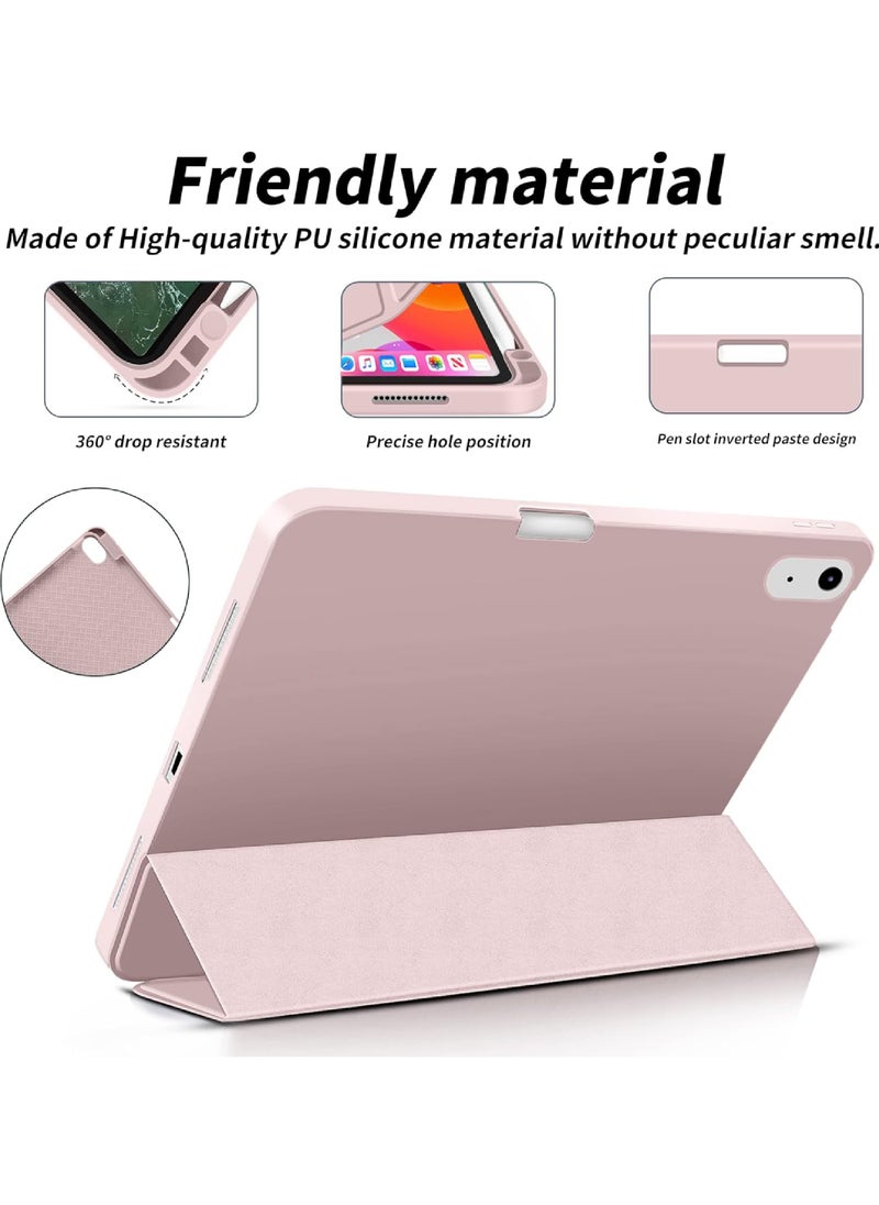 Rock Pow - Case for iPad (A16) 11th 11 inch 2025 Gen iPad 11 Case/Case for iPad 10th Generation 10.9 Inch 2022 Built-in Pencil Holder Flexible Back Cover,Trifold Stand, Auto Sleep Wake Rebound Series for iPad 2022 Model A2696 A2757 A2777 10th Gen 10.9 Inch/iPad 11th Gen 11" 2025 A3354, A3355, A3356 Pink - Image 1