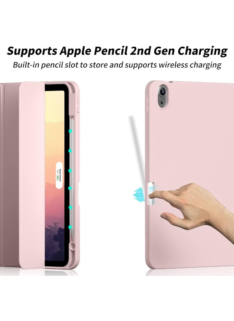Rock Pow - Case for iPad (A16) 11th 11 inch 2025 Gen iPad 11 Case/Case for iPad 10th Generation 10.9 Inch 2022 Built-in Pencil Holder Flexible Back Cover,Trifold Stand, Auto Sleep Wake Rebound Series for iPad 2022 Model A2696 A2757 A2777 10th Gen 10.9 Inch/iPad 11th Gen 11" 2025 A3354, A3355, A3356 Pink - Image 1