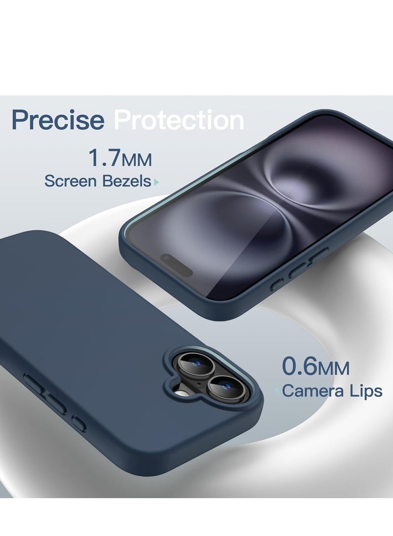 JAJEEK "Liquid Silicone Case for iPhone 16 (6.1-Inch) – Soft Touch, Anti-Scratch, Shockproof Cover with Microfiber Lining (Navy Blue)" - Image 5