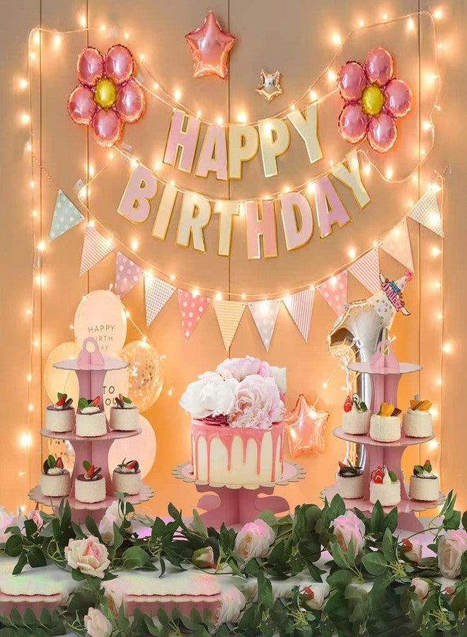 MRPAPA Pink Cupcake & Cake Stand Tray, 3-Tiered Cardboard Cupcake Stand, Easy Assemble Dessert Stand Holder for Party , Girls Baby Shower - Image 4