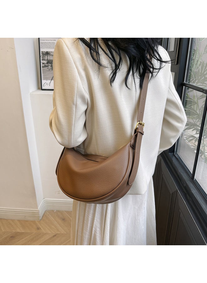 Casual Versatile Soft Leather Dumpling Shape Crossbody Bag For Women Fashionable Korean Style Single Shoulder Satchel 2024 Winter-Color:Black  - Image 3