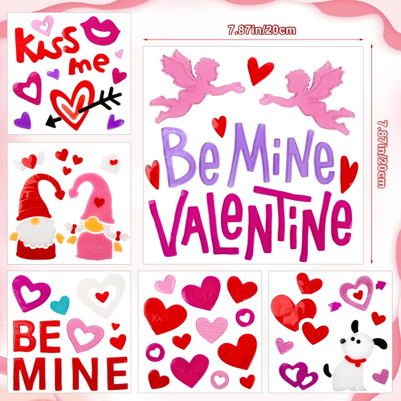 HOHUCRAB Valentines Window Clings Gel, Kiss Me, Be Mine Valentine,Cupid,Heart Love Gnome Window Clings for Glass Windows,Valentines Window Stickers,Valentines Day Decorations - Image 5