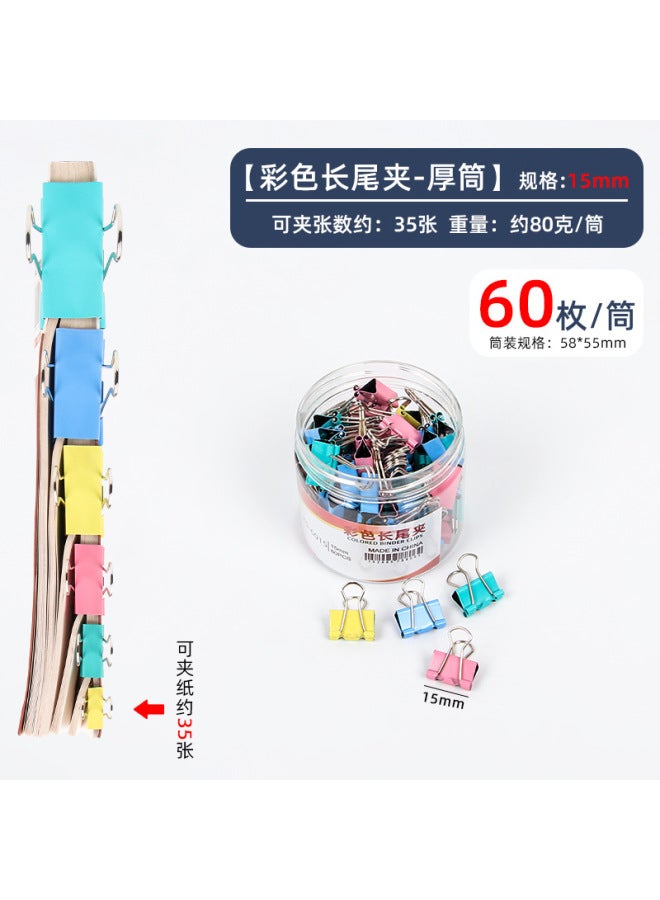 FEIYI Office Color Long Tail Clip Data Clip Black Dovetail Clip Large And Small Metal Bill Clip Stationery - Image 1