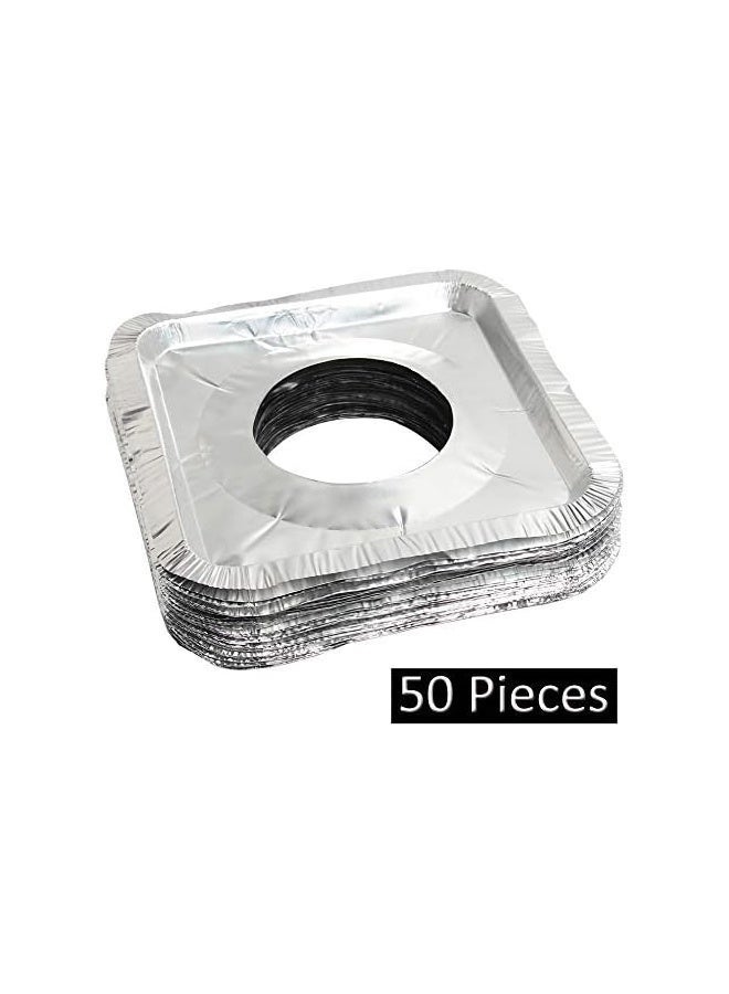 50 Pack Aluminum Foil Square Stove Burner Covers Disposable Heavy Thick Quality Bib Liners Drip Pans Gas Range Top Protectors 8.5”  - Image 5