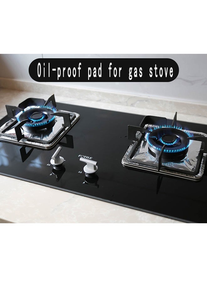 50 Pack Aluminum Foil Square Stove Burner Covers Disposable Heavy Thick Quality Bib Liners Drip Pans Gas Range Top Protectors 8.5”  - Image 2