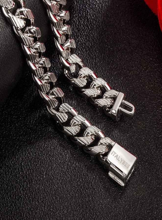 Dankadi Men 925 Sterling Silver Solid Miami Cuban Link Chain Bracelet -10MM - 12MM- Curb Cuban Bangle 7" 7.5" 8" 8.5" 9" 9.5"10" Thick Big Link Man Teen Boys Jewelry Gift, 7.5 inches, no gemstone - Image 5
