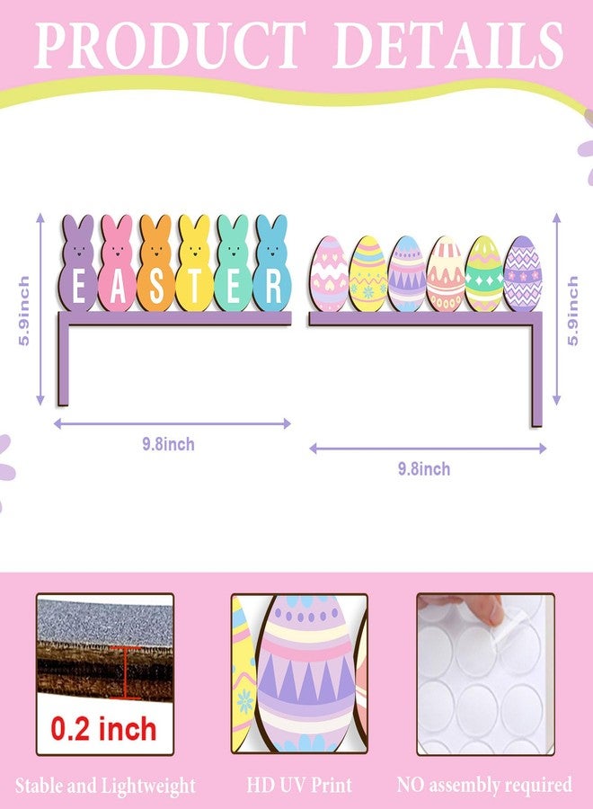 Pigort 2pcs Easter Door Topper Rabbit Spring Decoration, Hollow Bunny Sign Flower Egg Welcome Hanging for Home Door Window Party Outdoor Indoor (Purple) - Image 2