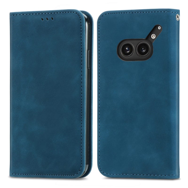 HuHa Case Cover For Nothing Phone 2a Plus Retro Skin Feel Magnetic Flip Leather Phone Case(Blue) - Image 2