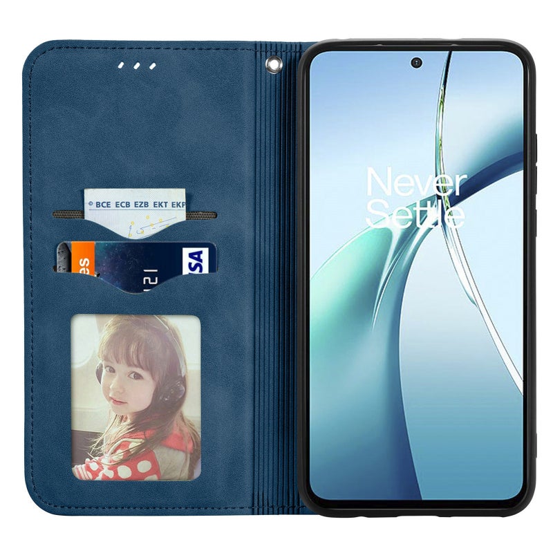 HuHa Case Cover For Nothing Phone 2a Plus Retro Skin Feel Magnetic Flip Leather Phone Case(Blue) - Image 3