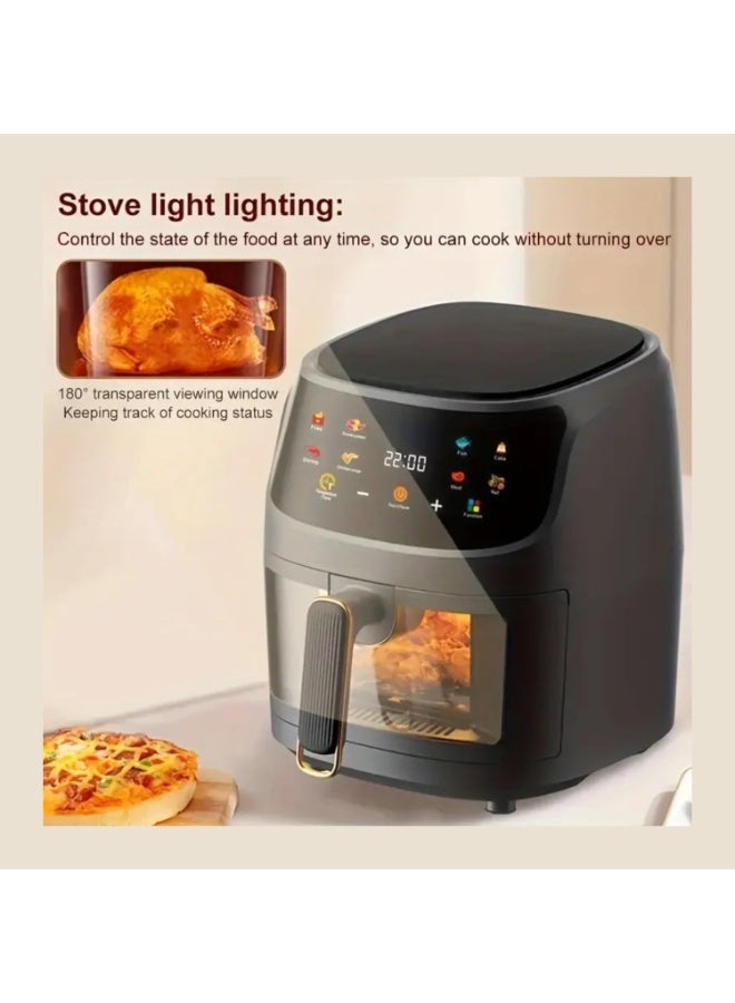 إلترازون 6L Digital Air Fryer with Clear Window & Internal Light | 10-in-1 Large Capacity Air Fryer for Roasting, Baking, Broiling, Dehydrating & Reheating | Quick Healthy Cooking – Black - Image 4
