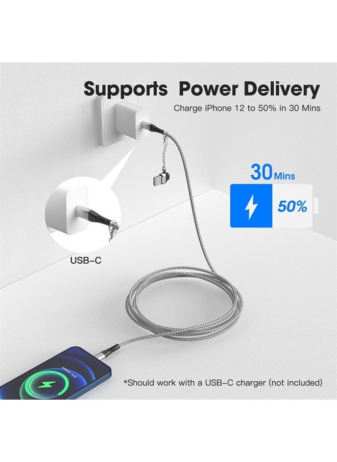 Apple MFI Certified 2Pack iPhone 14/13 Fast Charger USB Type C to Lightning Cable 6ft Long Charging Cord for iPhone 14/13/12 Pro Max/Mini/X/Xs/Xr and USB C Female to USB A Male Adapter with Keychain