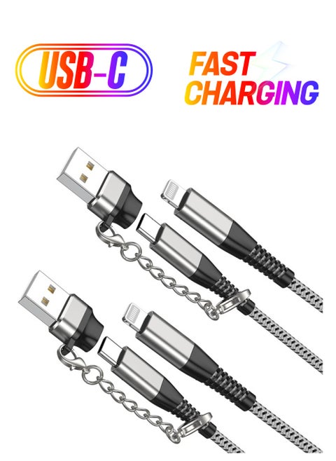 Apple MFI Certified 2Pack iPhone 14/13 Fast Charger USB Type C to Lightning Cable 6ft Long Charging Cord for iPhone 14/13/12 Pro Max/Mini/X/Xs/Xr and USB C Female to USB A Male Adapter with Keychain
