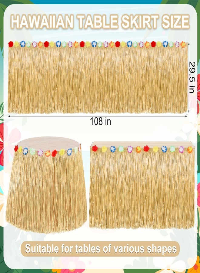 Huskein 1PCS Gold Hawaiian Grass Table Skirt Hawaiian Island Party Decorations - Image 2