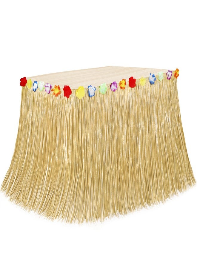 Huskein 1PCS Gold Hawaiian Grass Table Skirt Hawaiian Island Party Decorations - Image 1