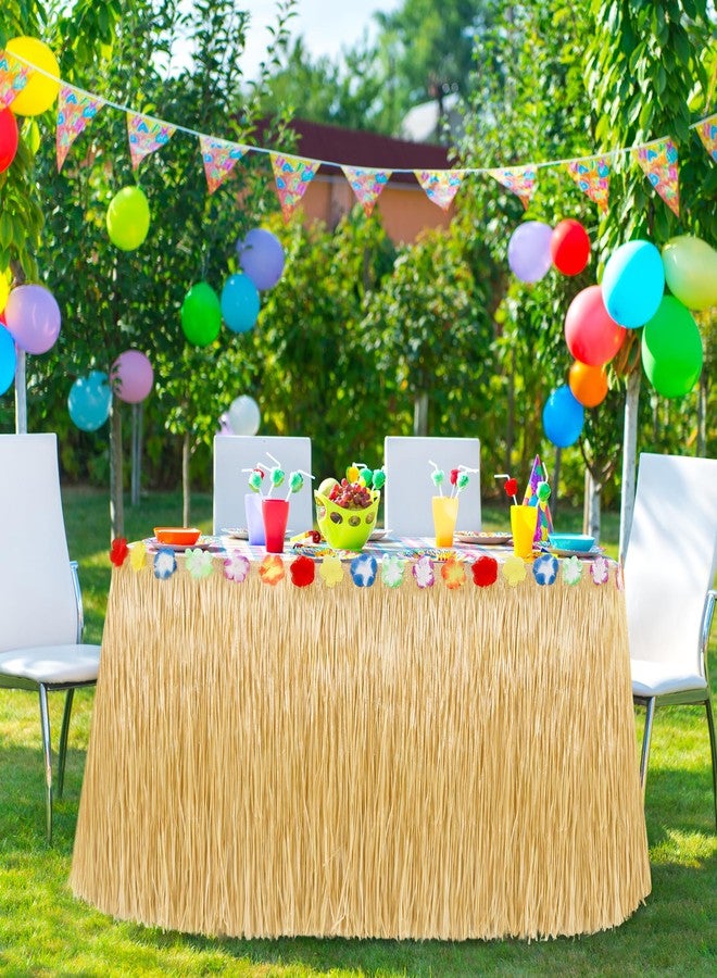 Huskein 1PCS Gold Hawaiian Grass Table Skirt Hawaiian Island Party Decorations - Image 4