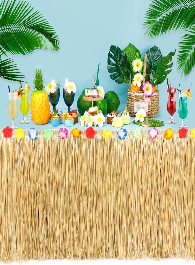Huskein 1PCS Gold Hawaiian Grass Table Skirt Hawaiian Island Party Decorations - Image 5