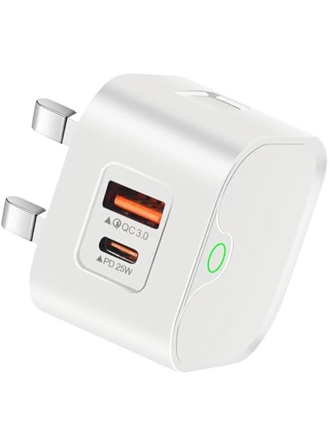 25W USB C Charger, 2 Ports QC 3.0 & PD, Fast Charger Plug Compatible for iPhone 15/15 Pro/Max/Plus /14/13/12/Galaxy S23/S22/S21/S21/Note/20/10/S10/S9/Google Pixel,for iPad Pro Air Mini  - Image 1