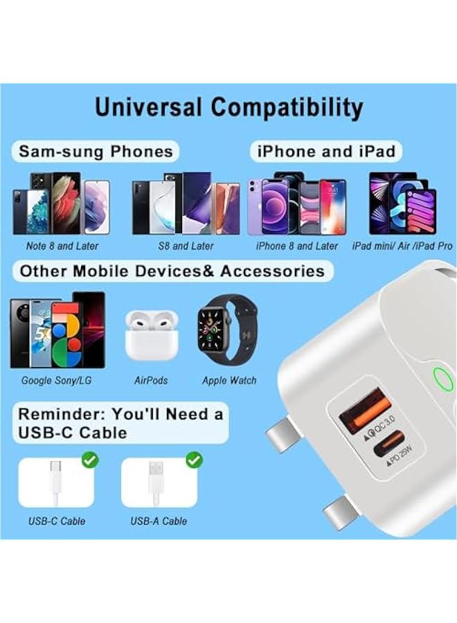 25W USB C Charger, 2 Ports QC 3.0 & PD, Fast Charger Plug Compatible for iPhone 15/15 Pro/Max/Plus /14/13/12/Galaxy S23/S22/S21/S21/Note/20/10/S10/S9/Google Pixel,for iPad Pro Air Mini  - Image 4