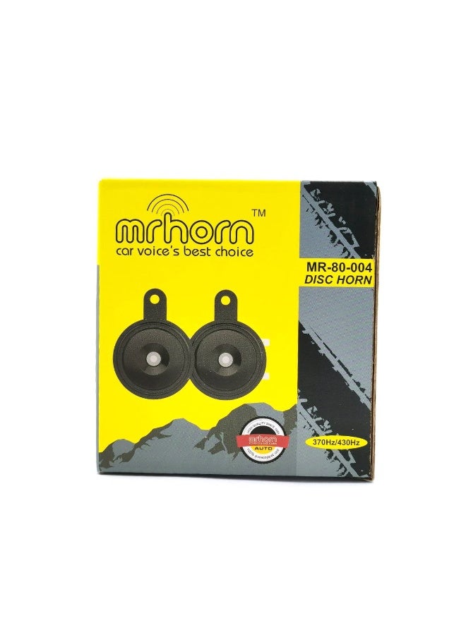 MRHORN Disc Horn 12V Dual Tone 370Hz 430Hz 115–118dB Loud Electric Car Horn Set Universal Vehicle Horn Pair - Image 1