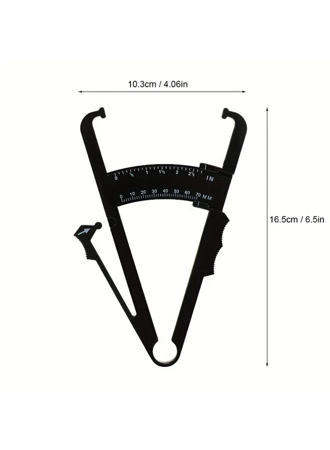 Body Fat Caliper Black Durable ABS Plastic Non Slip Grip Dual Scale Measurement Inches Centimeters Home Gym Fitness Tracking Men Women Sturdy Construction - Image 2