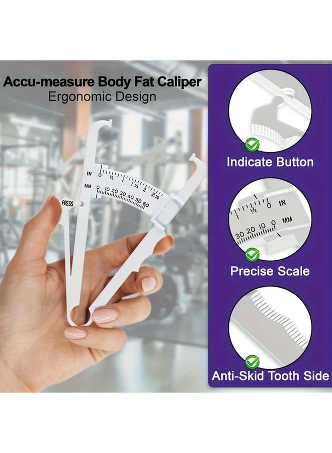 Body Fat Caliper Black Durable ABS Plastic Non Slip Grip Dual Scale Measurement Inches Centimeters Home Gym Fitness Tracking Men Women Sturdy Construction - Image 5