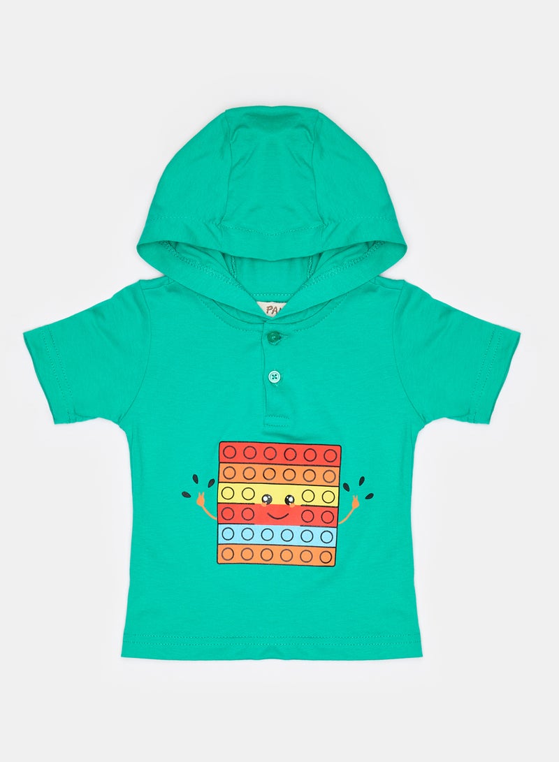 Panco Baby Boys BUBLE POP Hooded Short Sleeve T-shirt - Image 1
