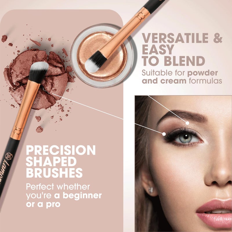 Lamora Eye Makeup Brushes Eyeshadow Brush Set - 7pcs Soft Synthetic Eyeshadow Blending Brush Kit - For Blending Eyeshadow, Eyeliner, Crease, Eyebrow - Long Lasting, Apply Better, Flawless Look Makeup - Image 5