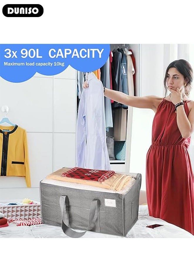 DUNISO Water-Resistant Storage Bag Organizer,Extra Large Storage Bag for Moving Organizer Bags,Foldable Storage Totes for Clothes, Camping, Travel, Space-Saving Organizer, Duffle Bags for Moving Boxes  - Image 3