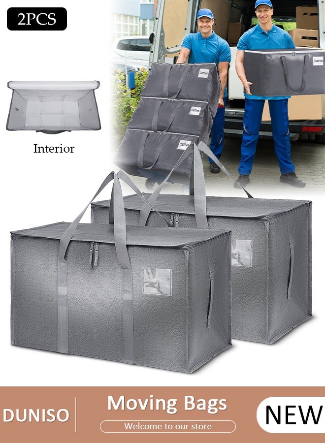 DUNISO 2packs Water-Resistant Storage Bag Organizer,Extra Large Storage Bag for Moving Organizer Bags,Foldable Storage Totes for Clothes, Camping, Travel, Space-Saving Organizer, Duffle Bags for Moving Boxes - Image 1