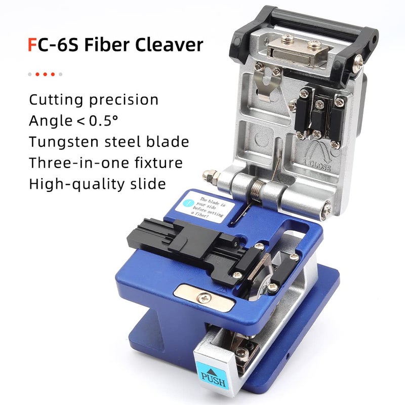 FC-6S مجموعة أدوات إنهاء تجميع الاتصال البارد للألياف الضوئية FC-6S FTTH مع محدد العطل البصري وقاطع الألياف وموصل SC FC ومقياس الطاقة البصرية ومكتشف الكابل وأداة إزالة العزل وورق خالي من الغبار - Image 4