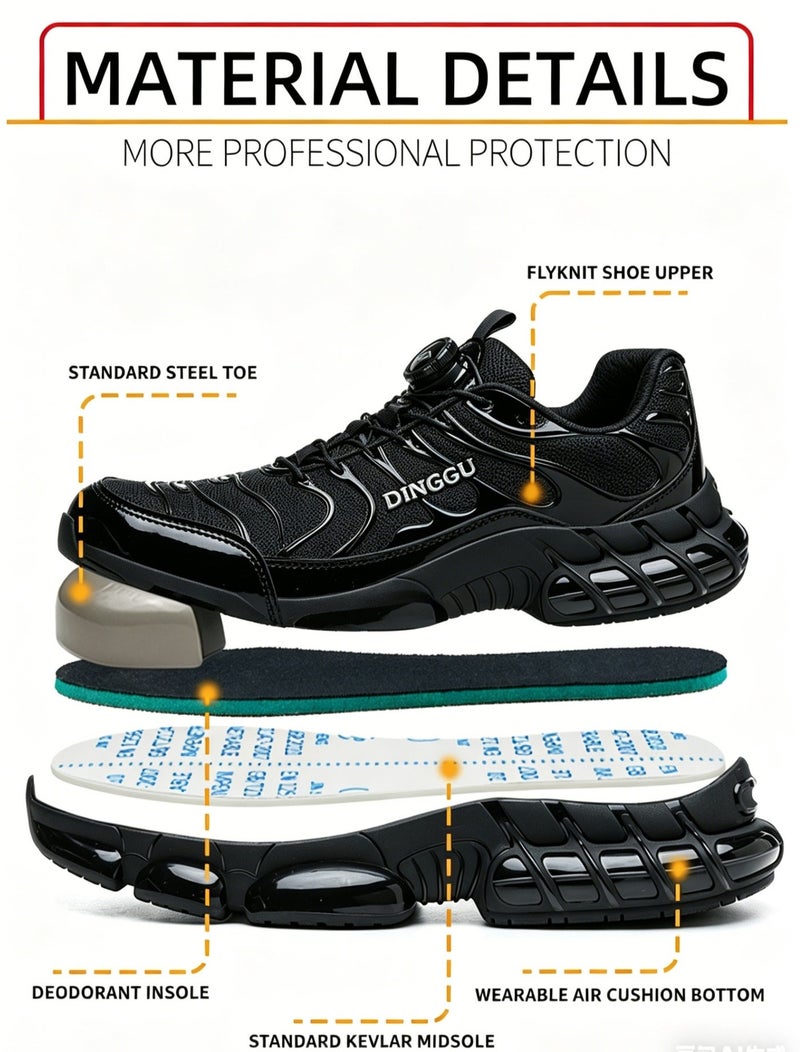 Dinggu Steel Toe Shoes for Men Lightweight Safety Shoes Comfortable Puncture Proof Slip On Indestructible Work Shoes and Fashion Sneakers. - Image 3