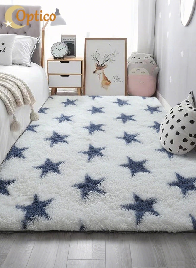 Optico Area Rugs for Living Room, High Pile Fluffy Carpet for Bedroom, Geometric Plush Fluffy Rugs, Extra Soft Carpet Moroccan Rugs for Bedroom Living Room Dorm Kids, High Pile Shaggy Floor Rug Decor Kids Room, Nursery, Home Decor - Image 1