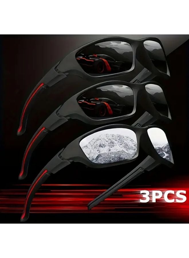 Three Piece Mens Glasses Business Casual Suit Black Gray Red Film - Image 5