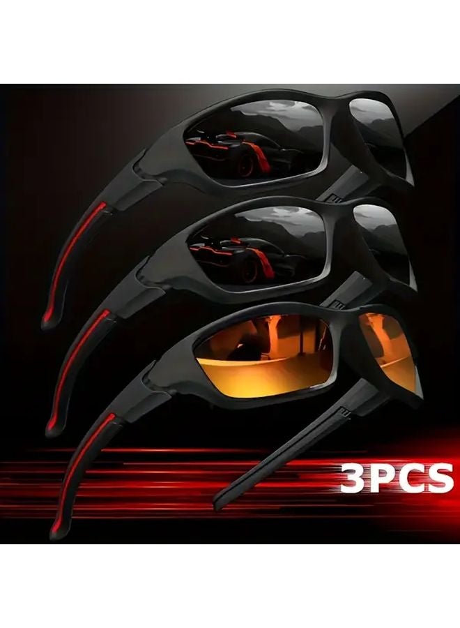 Three Piece Mens Glasses Business Casual Suit Black Gray Red Film - Image 1