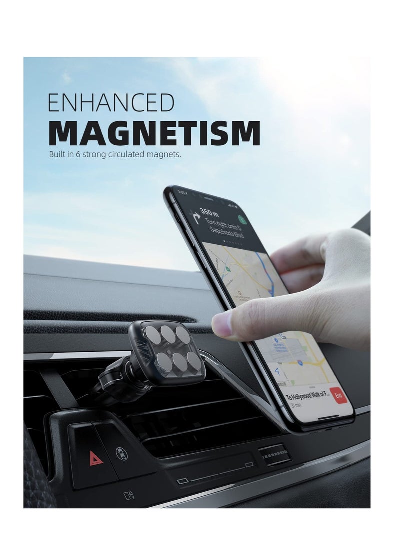 Excefore Car Magnetic Phone Holder, Magnetic Car Mount, with 6 Strong Magnets, Vent Cell Phone Holder Mount, Cell Phone Holder for Car Case Friendly for All Smartphones (Black) - Image 2