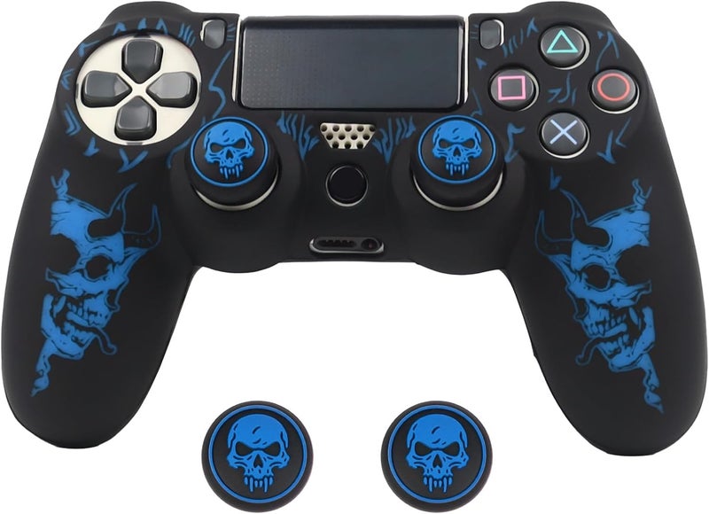 RALAN Horned Skull Head Design Controller Skin Cover with 2 Thumb Grips Compatible with PS4/Playstation 4 Slim/Pro Controller - Image 1