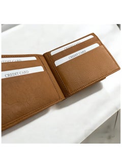 MARIO DRAFTS Mario Drafts Leather Bifold Wallet for Men, Tan  - Image 4