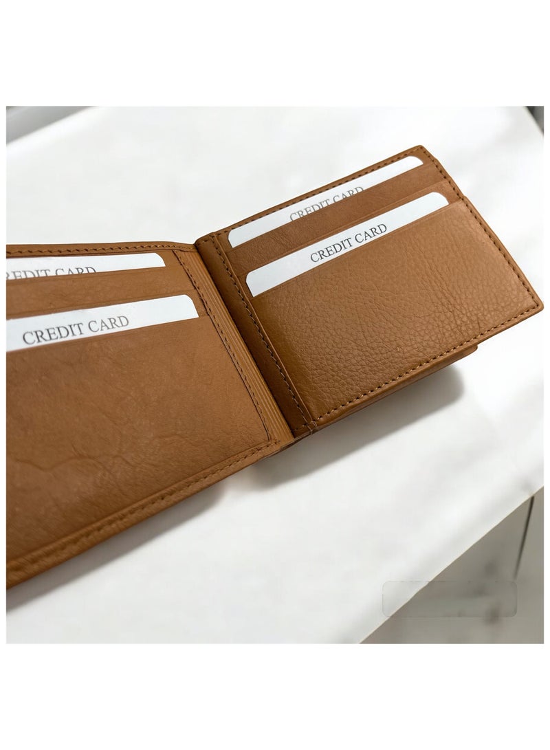 Mario Drafts Leather Bifold Wallet for Men, Tan - Image 4
