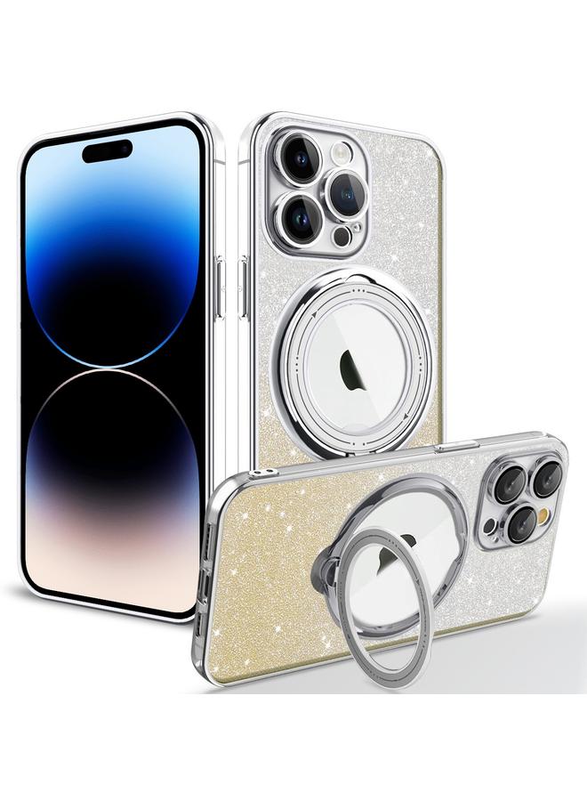 S-TOP Case For iPhone 14 Pro Rotation MagSafe Holder Gradient Glitter TPU Phone Case - Image 1