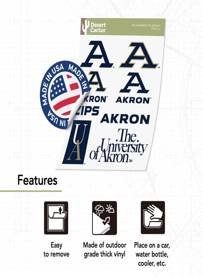 Desert Cactus The University of Akron Sticker Zips UA Vinyl Decals Laptop Water Bottle Car Scrapbook Sheet T2 (Type 2) - Image 4