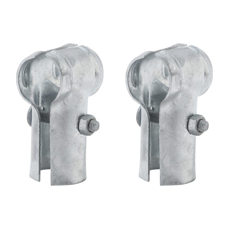 VIVIDA End Rail Clamp 138x138 Chain Link Fence T Clamp Galvanized Steel End Clamp for 138 OD Pipe 2 PCS Bolts Nuts Included Silver