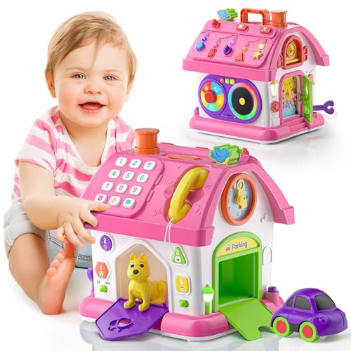Talkfun Montessori Toy for 1 Year Old Girl Gifts Musical Bilingual Educational Toddler Toy Age 12 Yr 1218 Month First Birthday Gift for 1 Year Old Girl Pink - Image 1