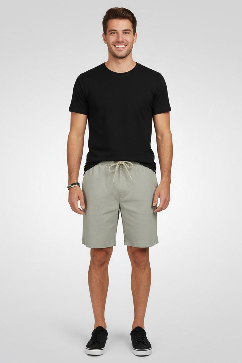 Threadbare Men Plain Basic Shorts, Sage Green - Image 2