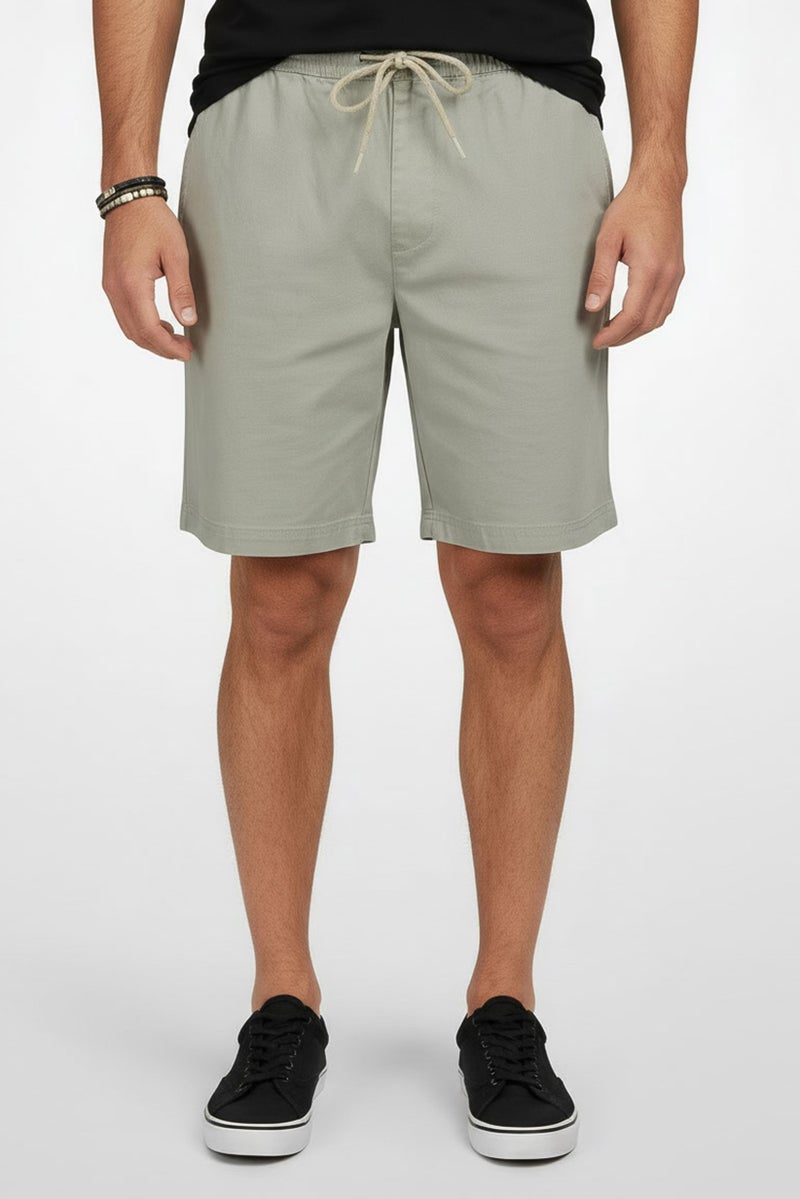 Threadbare Men Plain Basic Shorts, Sage Green - Image 1