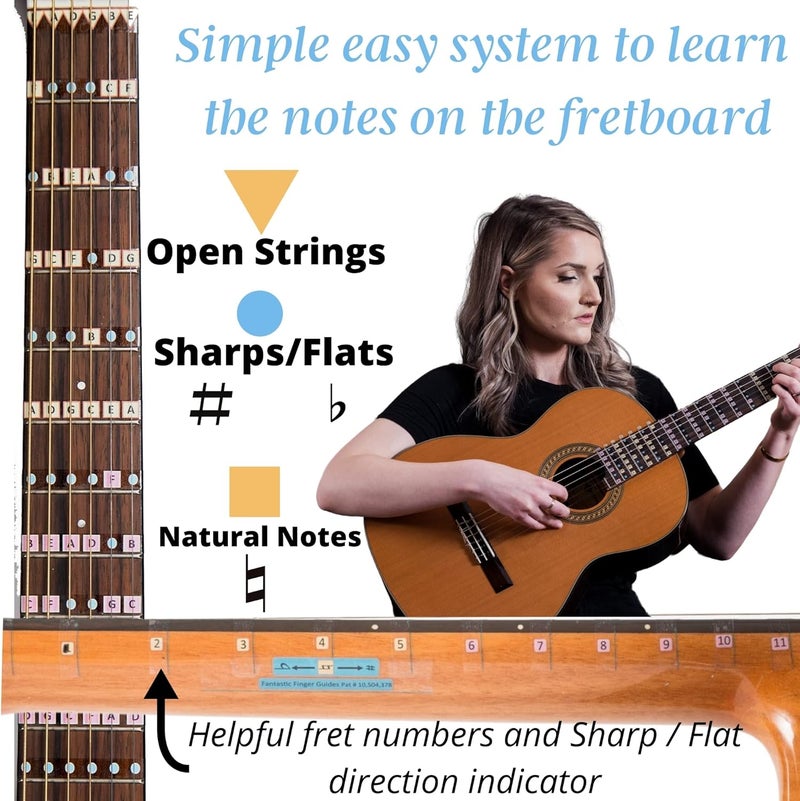 FFG NOTE THE DIFFERENCE Fantastic Finger Guide for Acoustic and Electric Guitars | Guitar Accessories | Fretboard and Fingerboard Stickers | Guitar Learning Tools | Guitar Stickers | Learn to Play Guitar | Frets 1-12 - Image 2